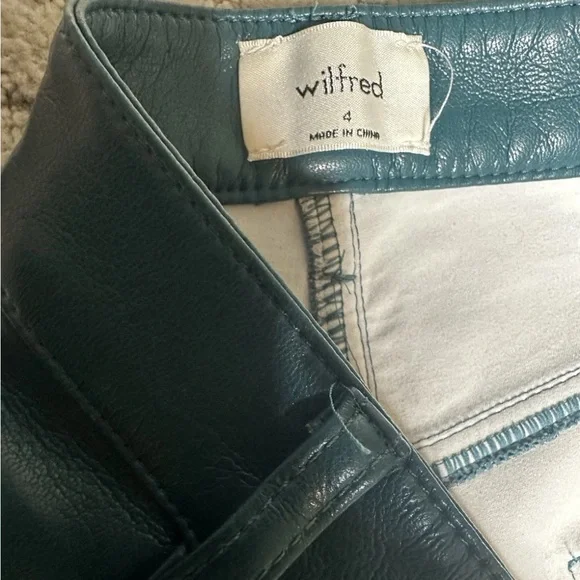 Wilfred The Melina Vegan Leather Green High Rise Straight Pants - Picture 5 of 7